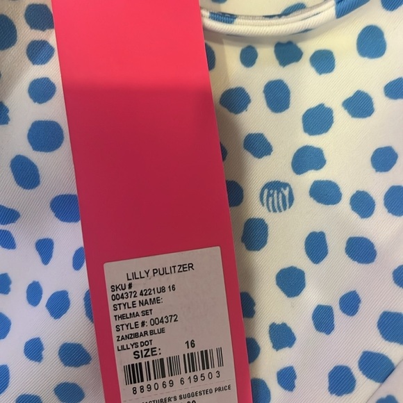 Lilly Pulitzer girls Thelma set in Zanzibar blue Lilly’s for size 16 NWT - Picture 7 of 9